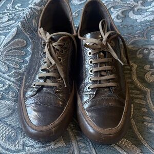 Mephisto Shiny Brown Leather Sneakers